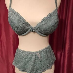 VINTAGE Victoria's Secret Baby Blue Bra and Panty